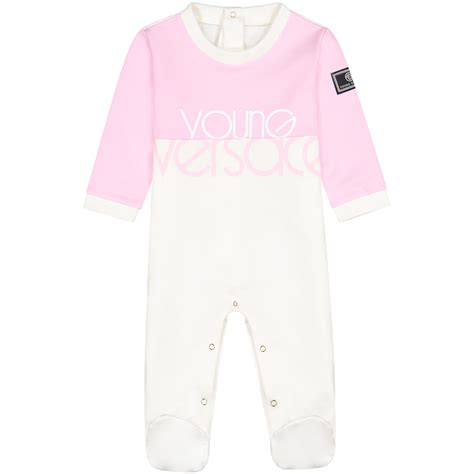 Young Versace Baby Onesie in Pink & White